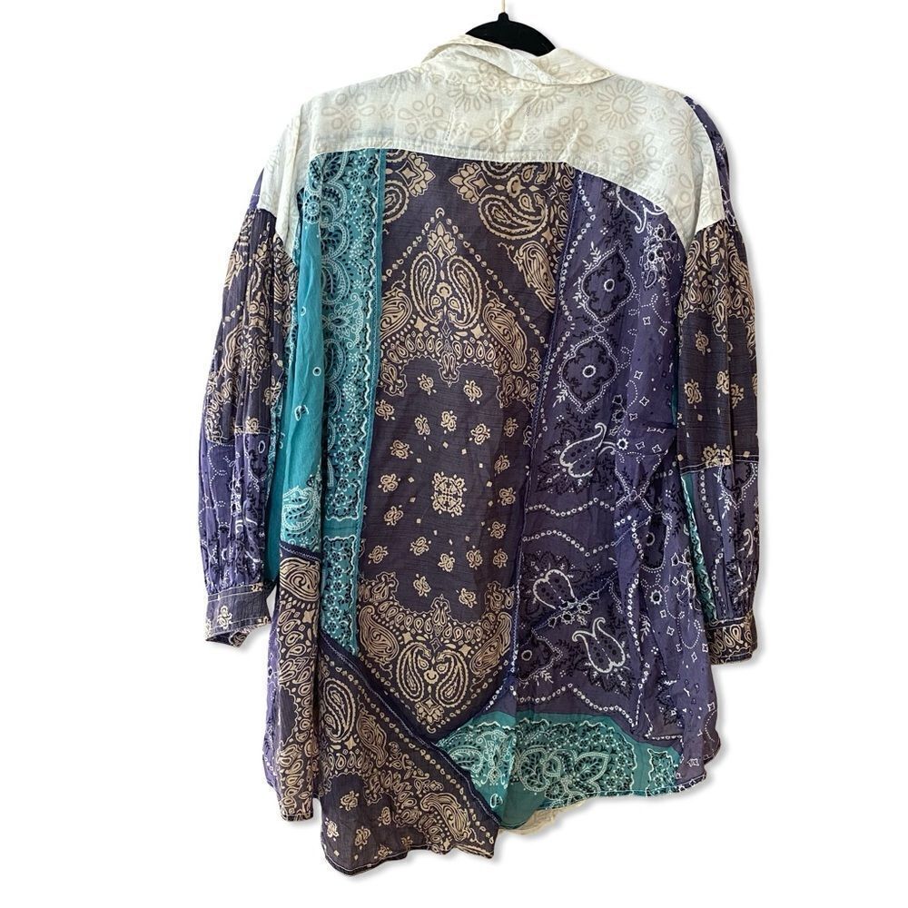 We The FREE PEOPLE $148 SUN VALLEY blouse BANDANA COTTON TUNIC TOP M OVERSIZED - Picture 6 of 11